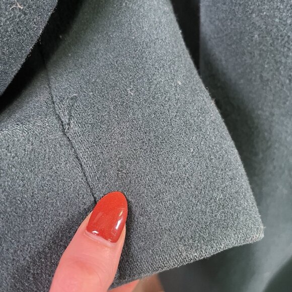 VTG 80s Donnybrook 100% Wool Green Long Overcoat Women’s Size 12 Double Breasted - Picture 7 of 16
